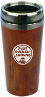 Travel Mugs: 16oz Wood Grain Prestige Travel Mugs